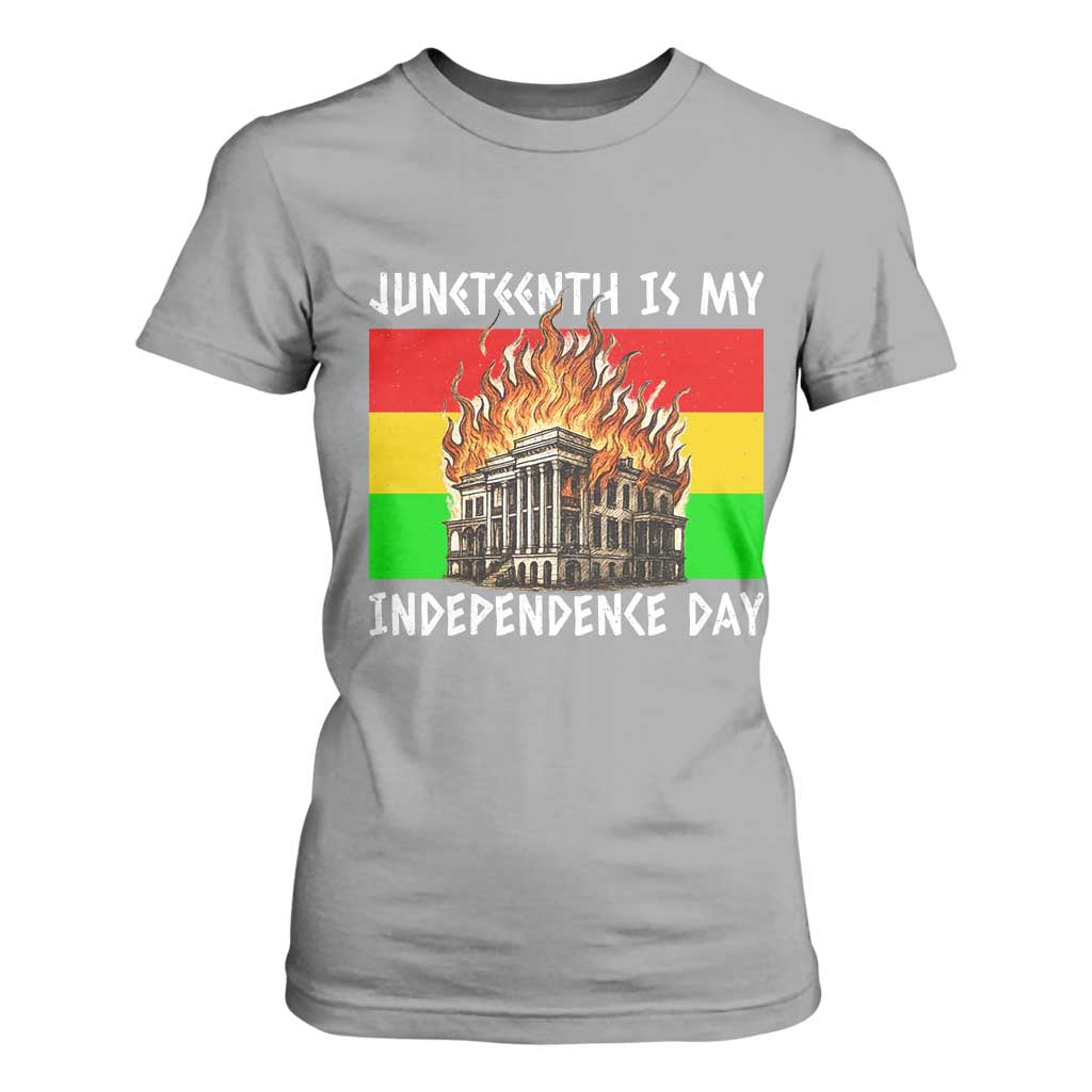 Juneteenth Is My Independence Day T Shirt For Women Bold Afro Liberation Pan-African Flag - African Pride