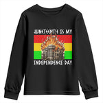 Juneteenth Is My Independence Day Youth Sweatshirt Bold Afro Liberation Pan-African Flag - African Pride