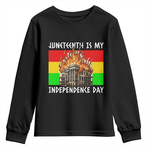 Juneteenth Is My Independence Day Youth Sweatshirt Bold Afro Liberation Pan-African Flag - African Pride