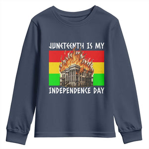 Juneteenth Is My Independence Day Youth Sweatshirt Bold Afro Liberation Pan-African Flag - African Pride