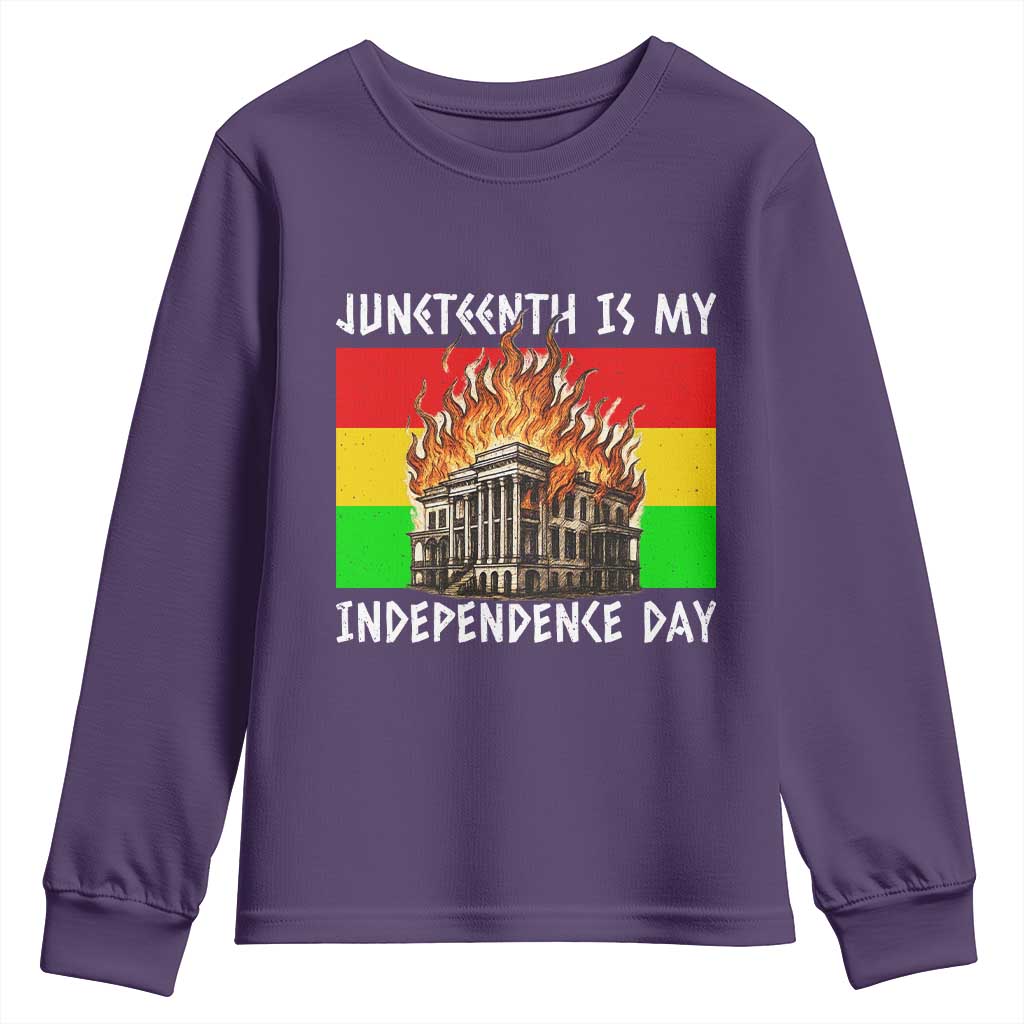 Juneteenth Is My Independence Day Youth Sweatshirt Bold Afro Liberation Pan-African Flag - African Pride