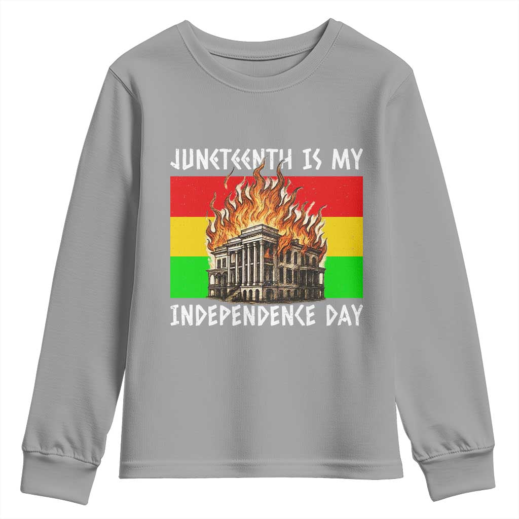 Juneteenth Is My Independence Day Youth Sweatshirt Bold Afro Liberation Pan-African Flag - African Pride