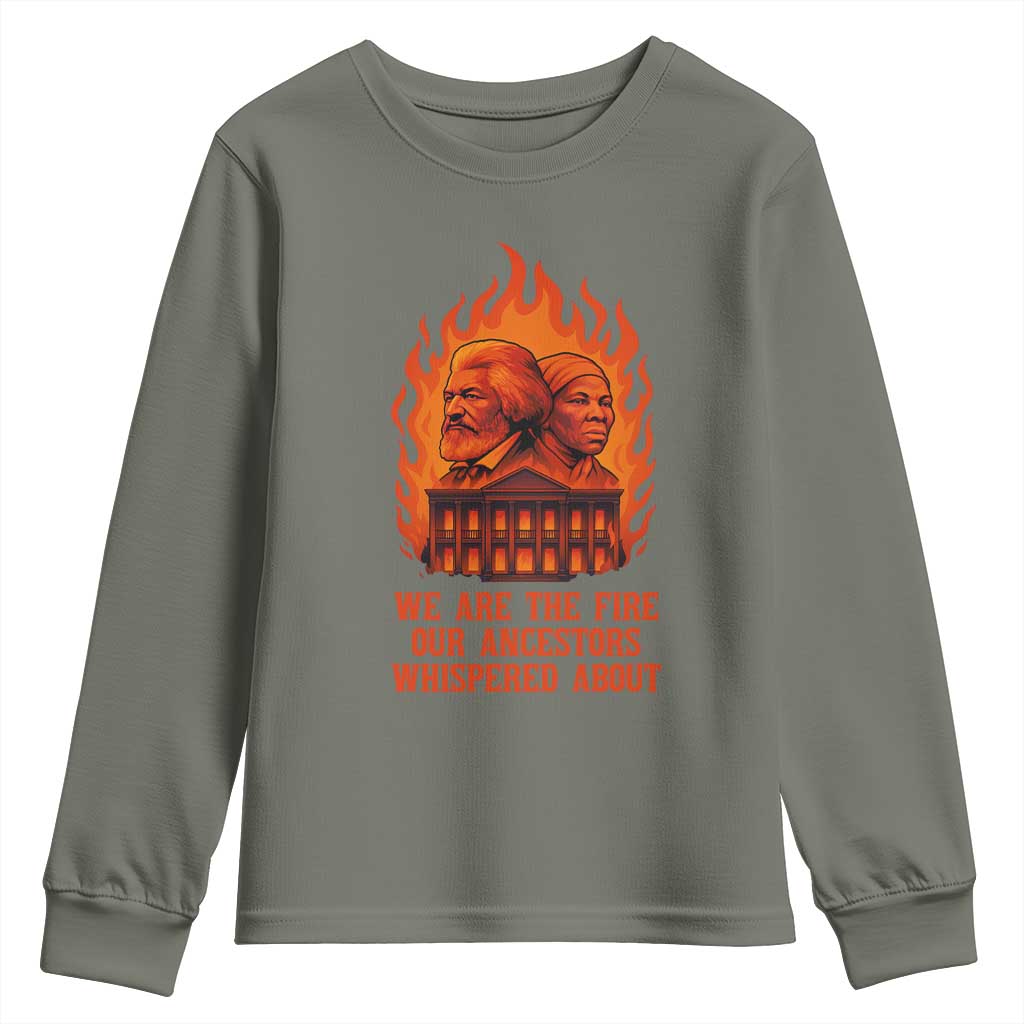 Harriet Tubman and Frederick Douglass Youth Sweatshirt We Are the Fire Our Ancestors Whispered About Juneteenth 1865 - African Pride