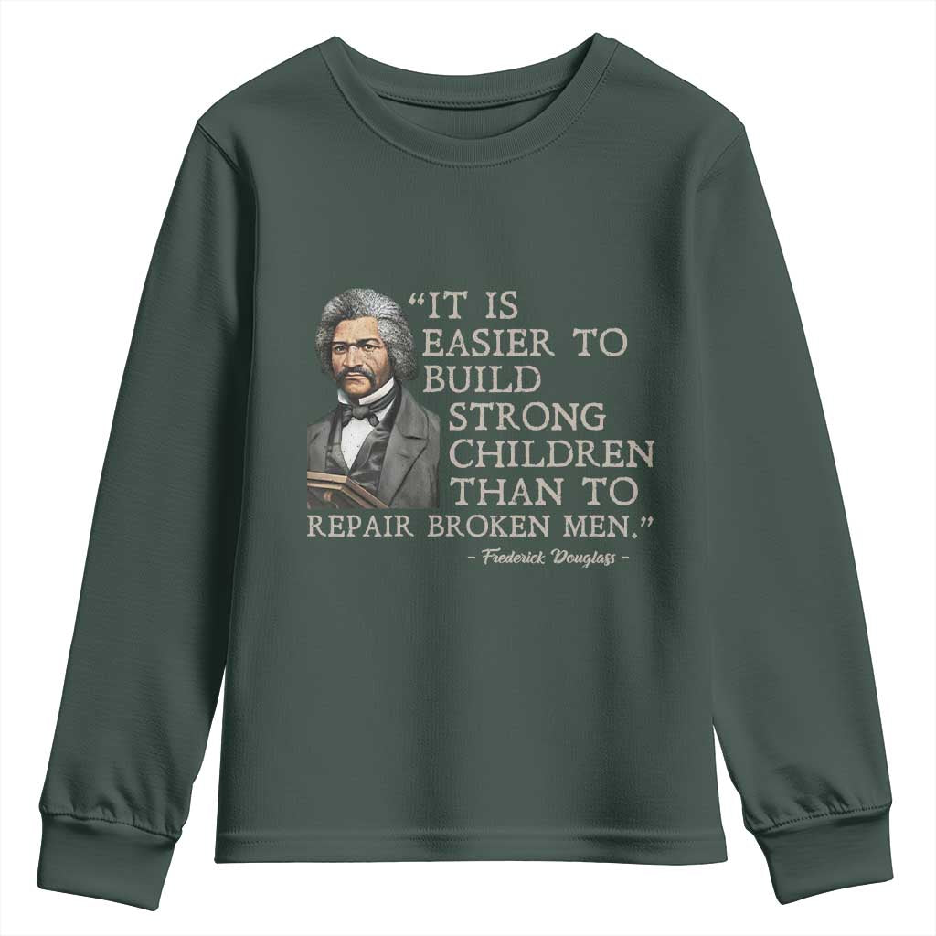 Vintage Frederick Douglass Youth Sweatshirt It Is Easier To Build Strong Children Than To Repair Broken Men - African Pride
