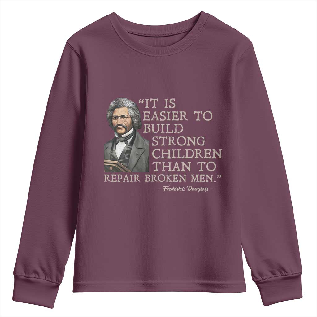 Vintage Frederick Douglass Youth Sweatshirt It Is Easier To Build Strong Children Than To Repair Broken Men - African Pride