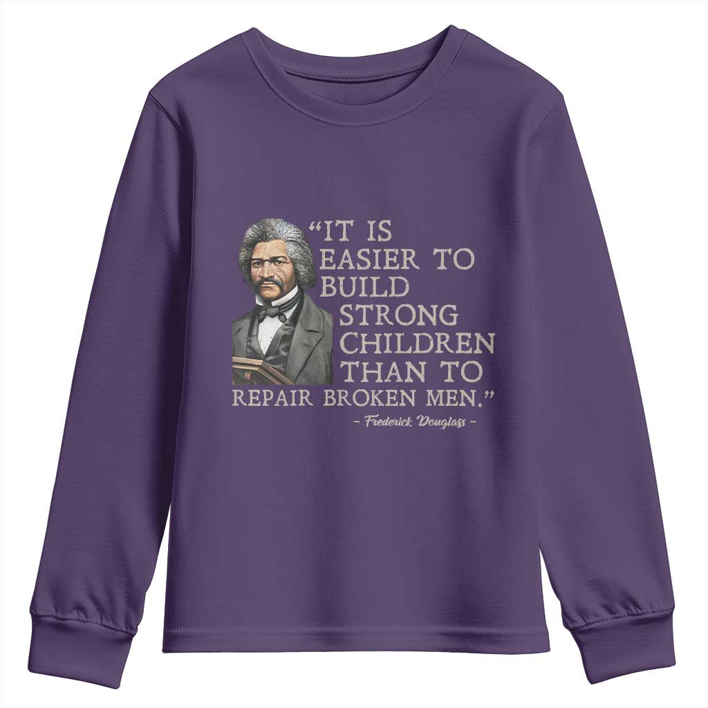Vintage Frederick Douglass Youth Sweatshirt It Is Easier To Build Strong Children Than To Repair Broken Men - African Pride