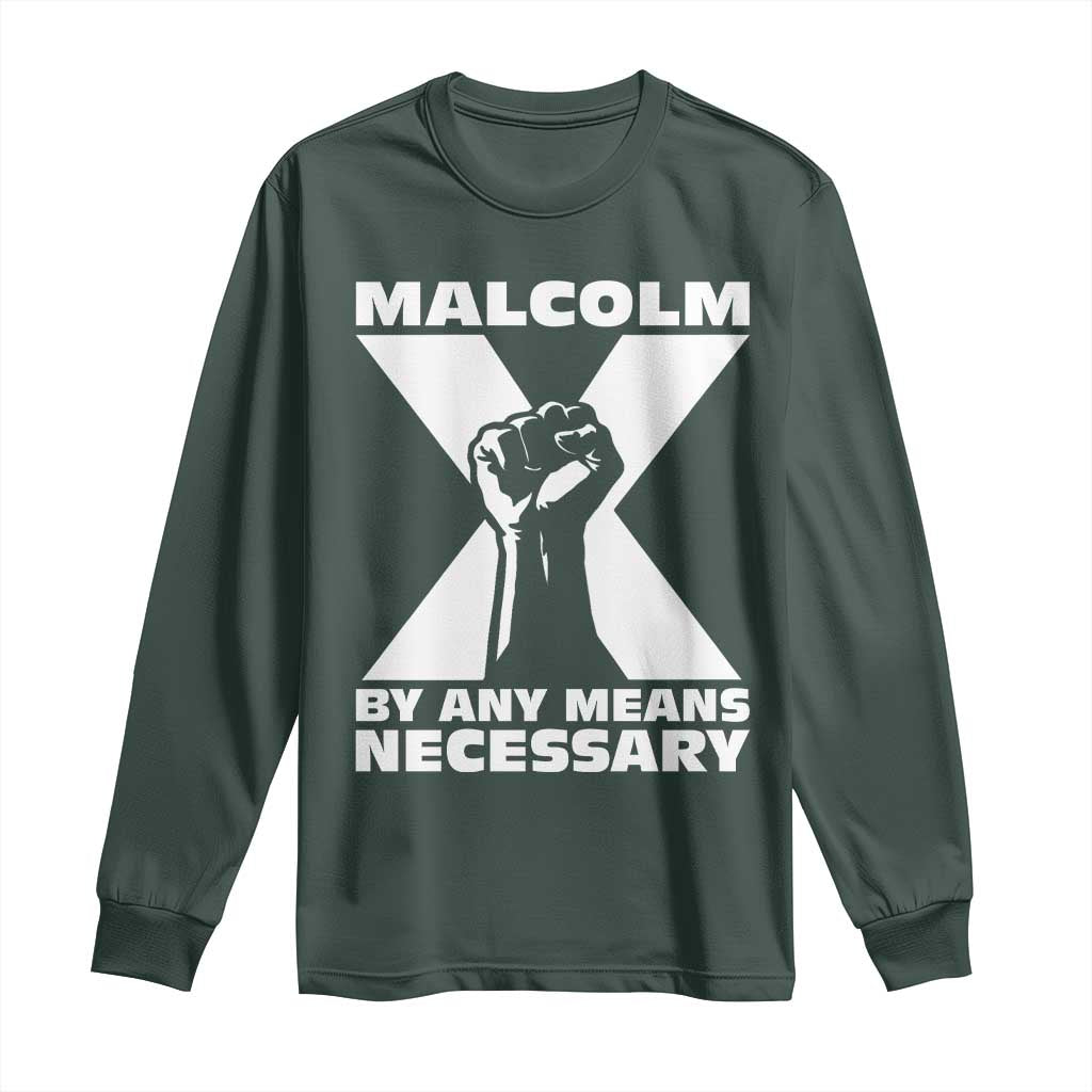 Malcolm X Power Fist Long Sleeve Shirt Civil Rights Leader Pride Bold Statement - African Pride