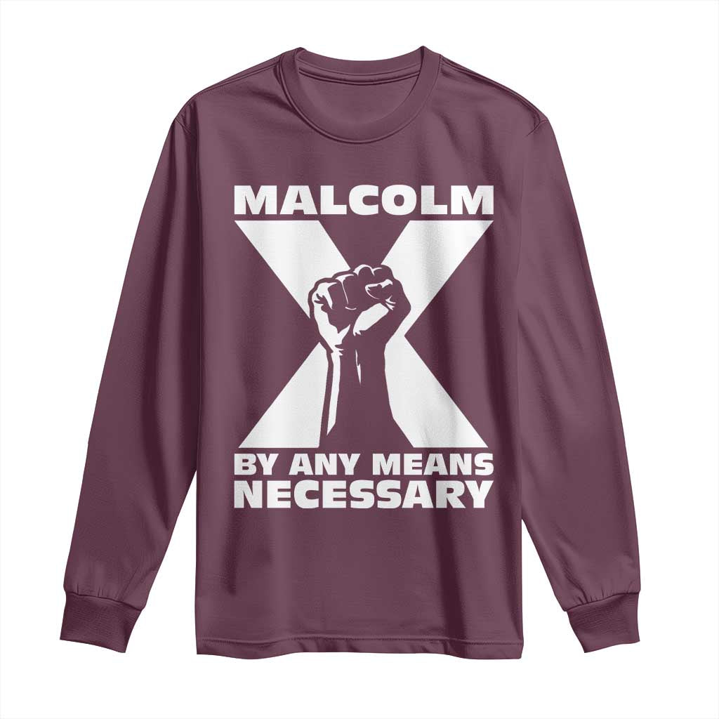 Malcolm X Power Fist Long Sleeve Shirt Civil Rights Leader Pride Bold Statement - African Pride