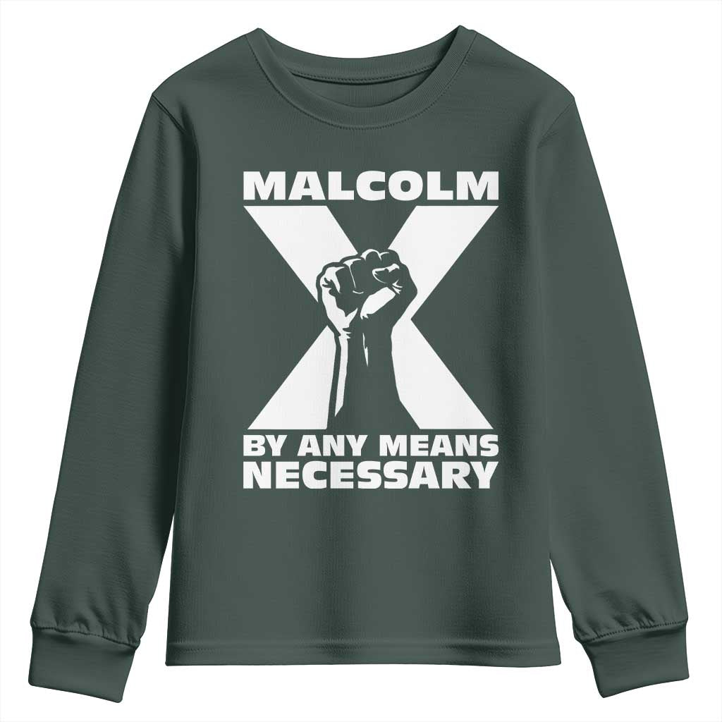Malcolm X Power Fist Youth Sweatshirt Civil Rights Leader Pride Bold Statement - African Pride
