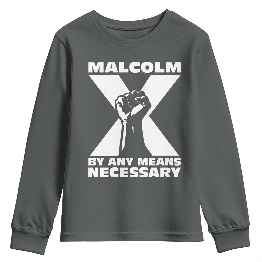 Malcolm X Power Fist Youth Sweatshirt Civil Rights Leader Pride Bold Statement - African Pride