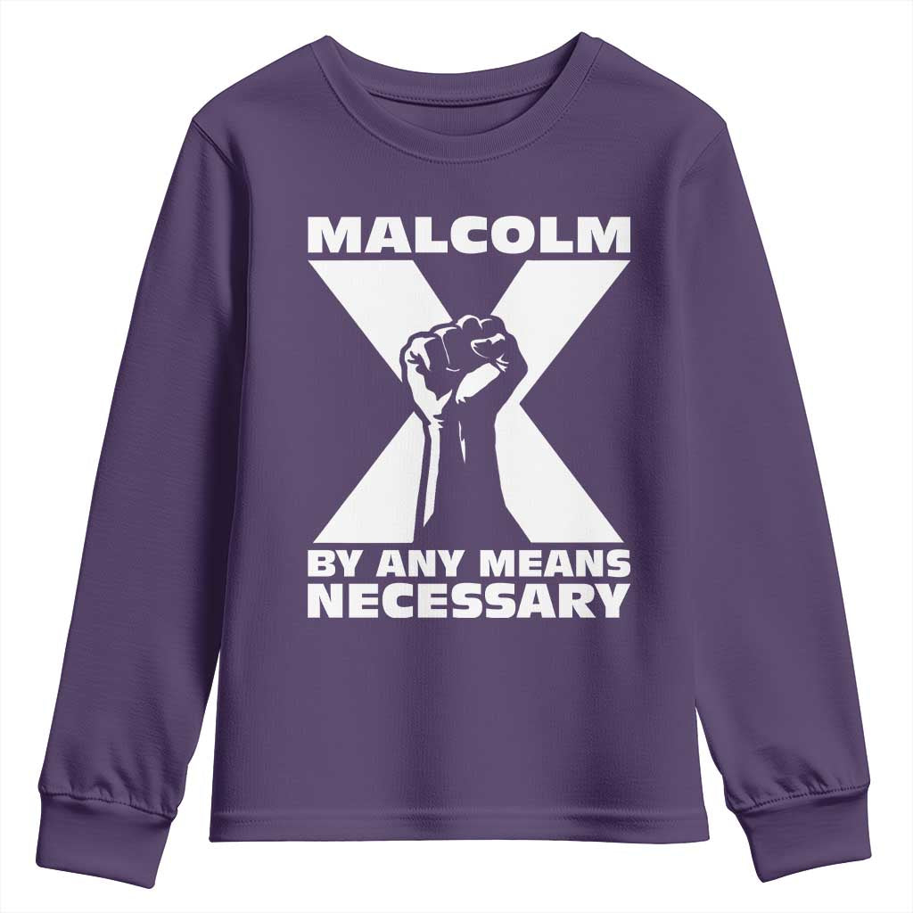 Malcolm X Power Fist Youth Sweatshirt Civil Rights Leader Pride Bold Statement - African Pride