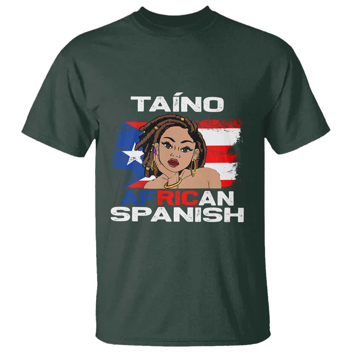 Afro Puerto Rico Hispanic Heritage T Shirt Taino African Spanish Roots