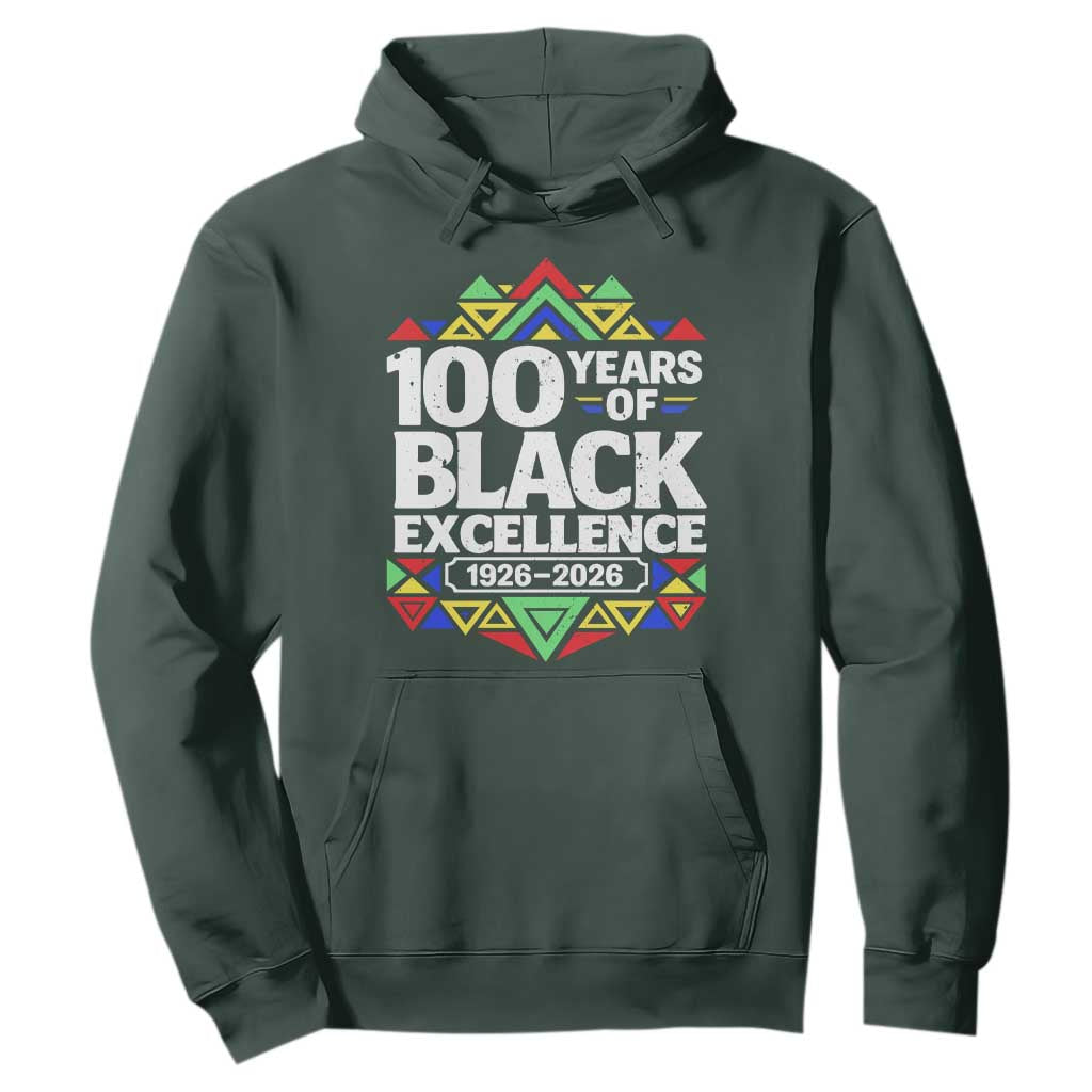 100 Years of Black Excellence 1926 2026 Hoodie African Tribal Pattern Heritage Celebrating Black History