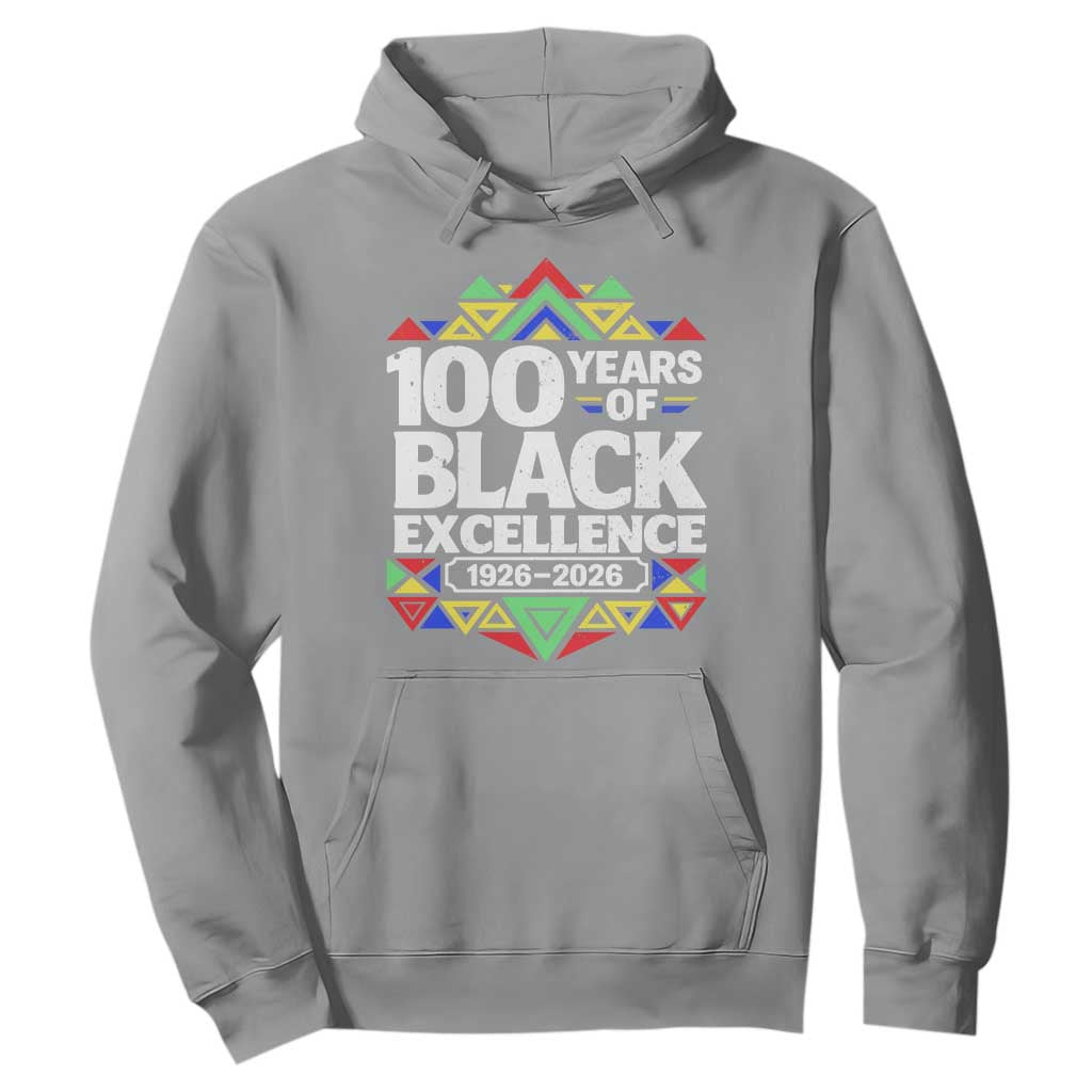 100 Years of Black Excellence 1926 2026 Hoodie African Tribal Pattern Heritage Celebrating Black History