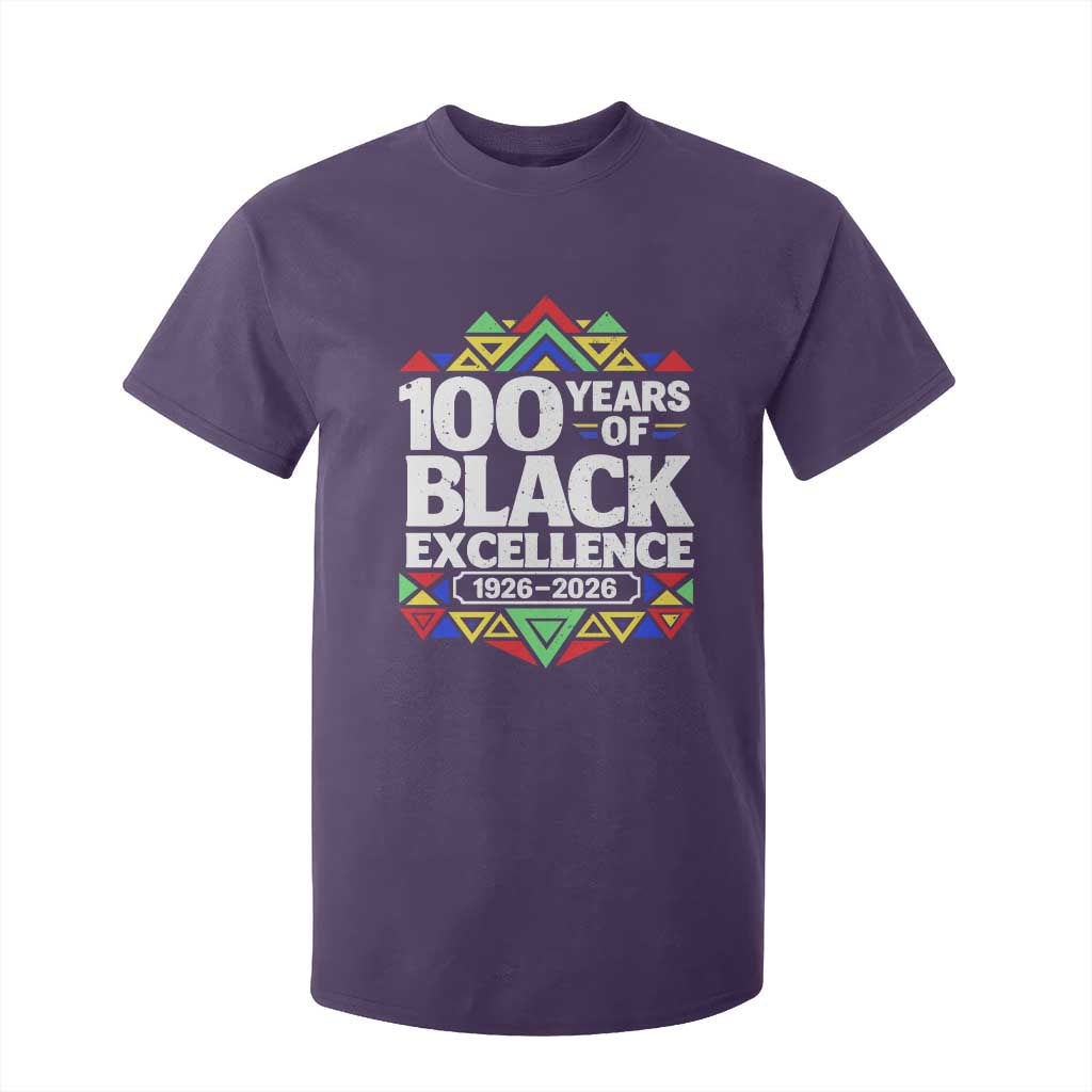 100 Years of Black Excellence 1926 2026 T Shirt For Kid African Tribal Pattern Heritage Celebrating Black History