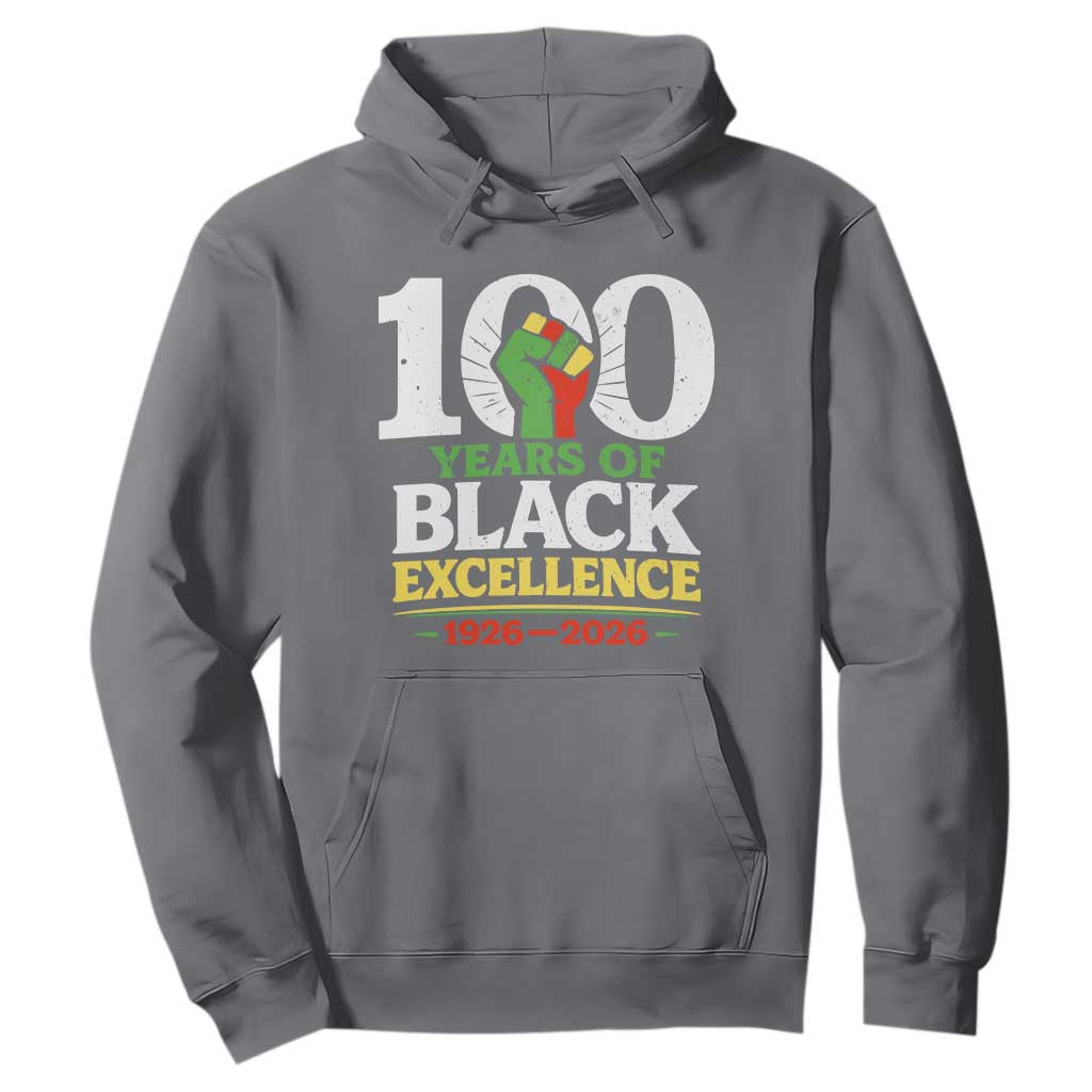 100 Years of Black Excellence 1926 2026 Hoodie Pan-African Raised Fist Pride Honoring Black History Legacy