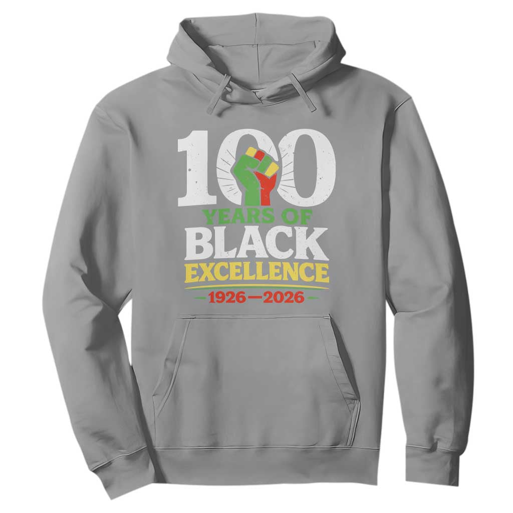 100 Years of Black Excellence 1926 2026 Hoodie Pan-African Raised Fist Pride Honoring Black History Legacy