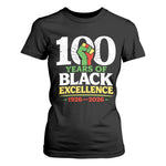 100 Years of Black Excellence 1926 2026 T Shirt For Women Pan-African Raised Fist Pride Honoring Black History Legacy