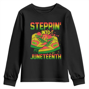 Steppin' Into Juneteenth 1865 Youth Long Sleeve Shirt Freedom Day African American Pride