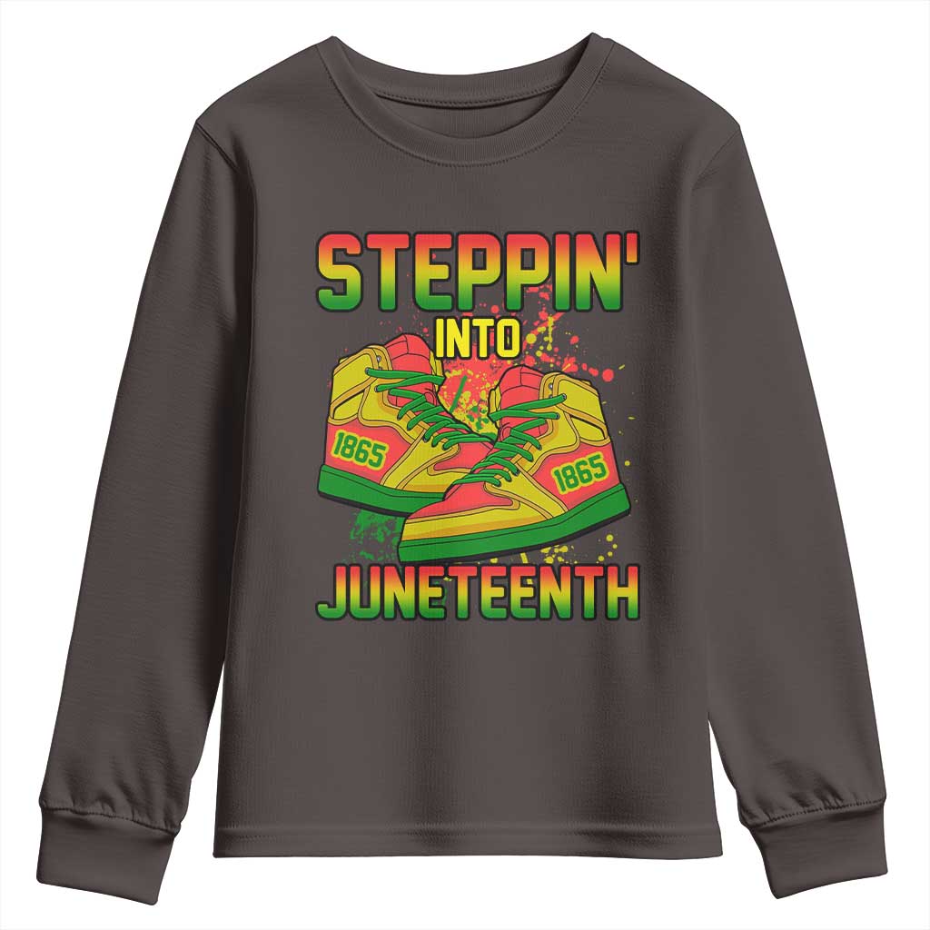 Steppin' Into Juneteenth 1865 Youth Long Sleeve Shirt Freedom Day African American Pride