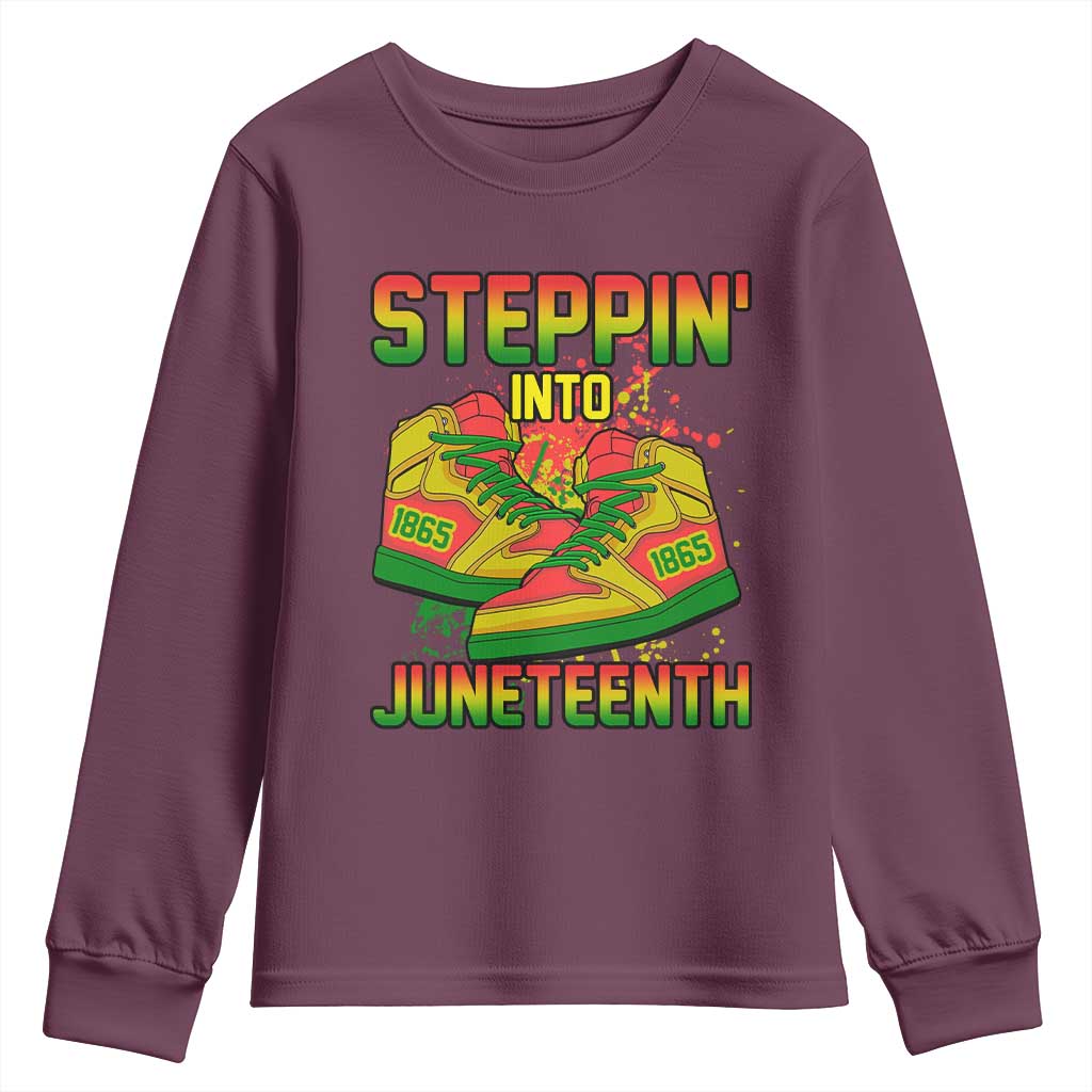 Steppin' Into Juneteenth 1865 Youth Long Sleeve Shirt Freedom Day African American Pride