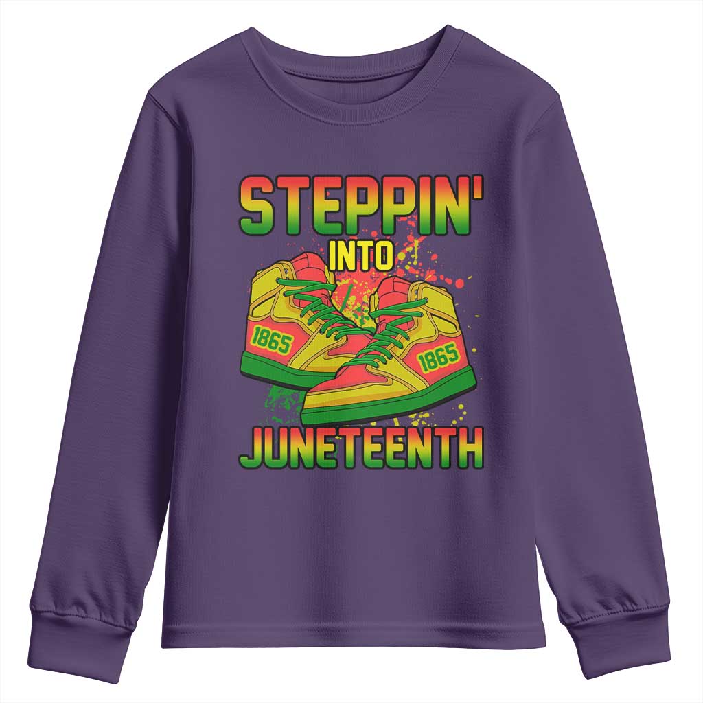Steppin' Into Juneteenth 1865 Youth Long Sleeve Shirt Freedom Day African American Pride