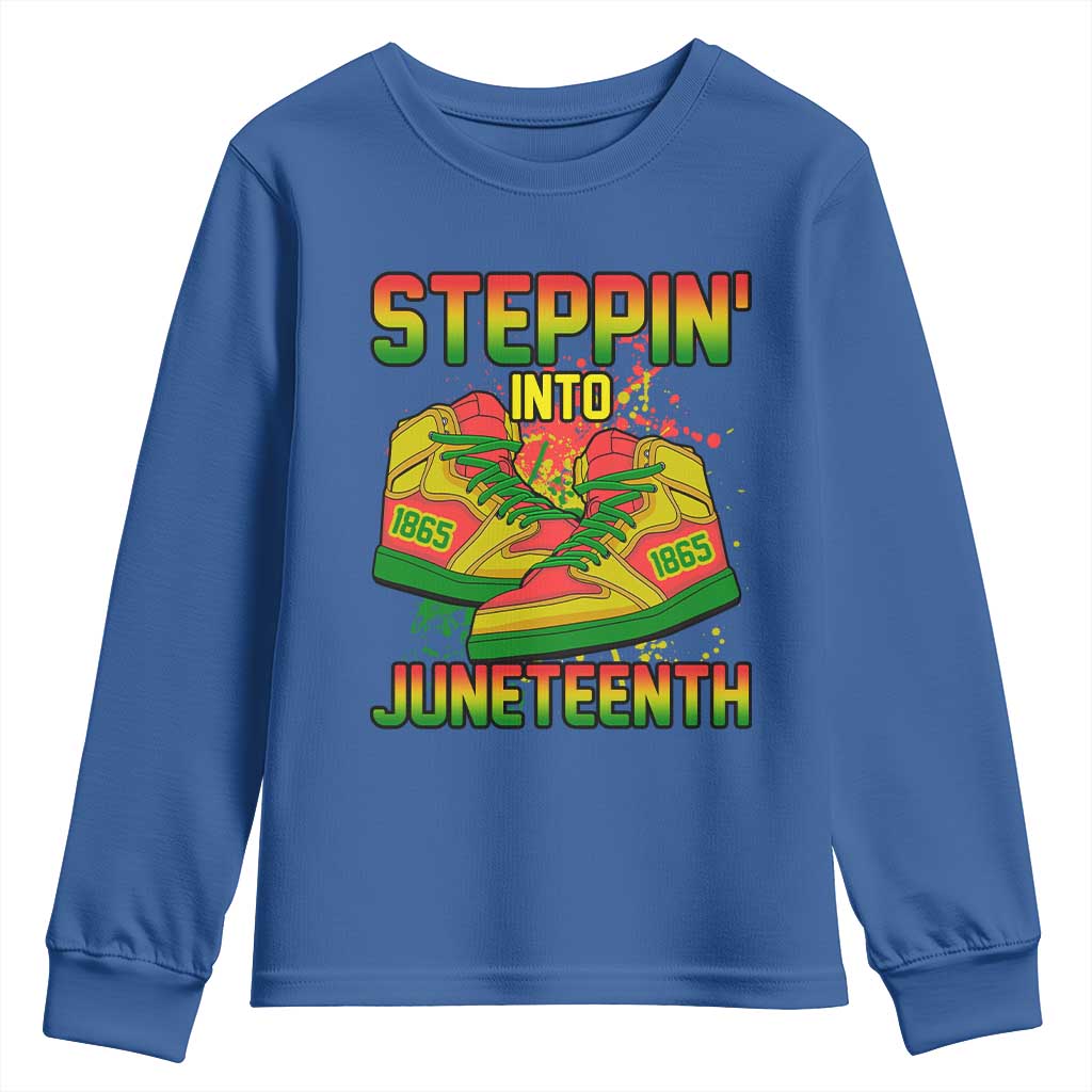 Steppin' Into Juneteenth 1865 Youth Long Sleeve Shirt Freedom Day African American Pride