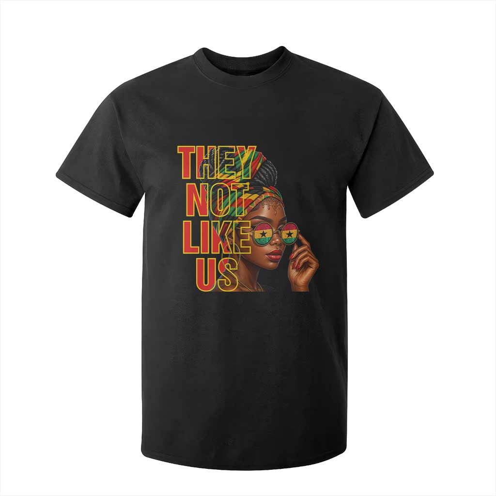 They Not Like Us Afro Queen T Shirt For Kid Melanin Magic Woman witth Headwrap and Sunglasses - African Pride