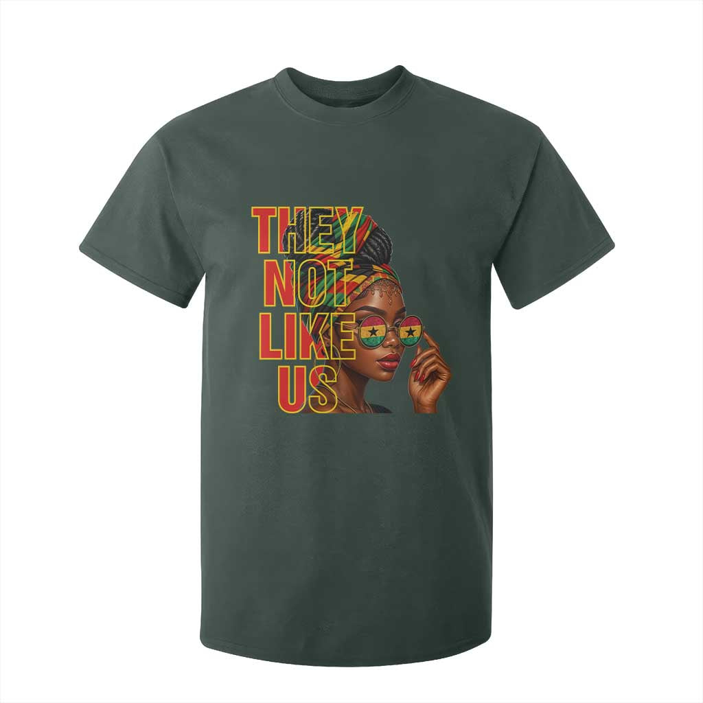 They Not Like Us Afro Queen T Shirt For Kid Melanin Magic Woman witth Headwrap and Sunglasses - African Pride