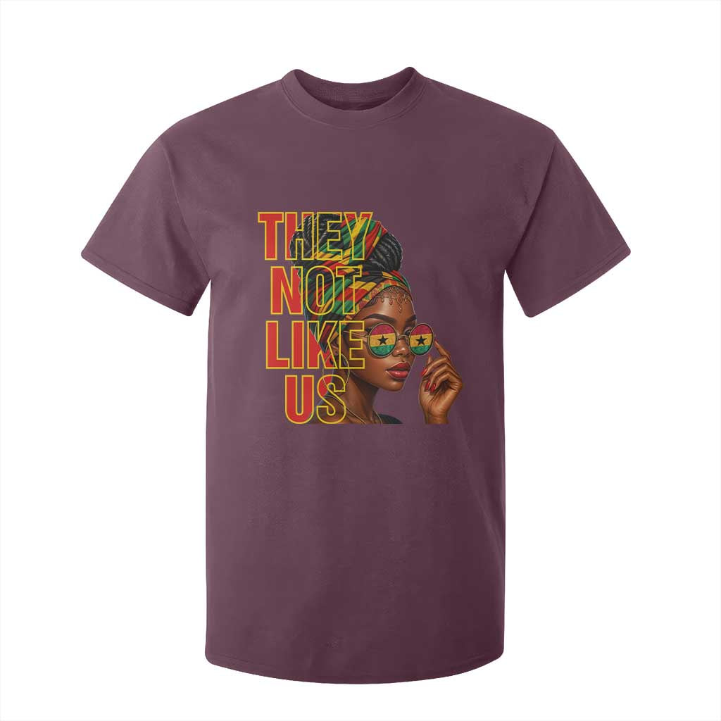They Not Like Us Afro Queen T Shirt For Kid Melanin Magic Woman witth Headwrap and Sunglasses - African Pride