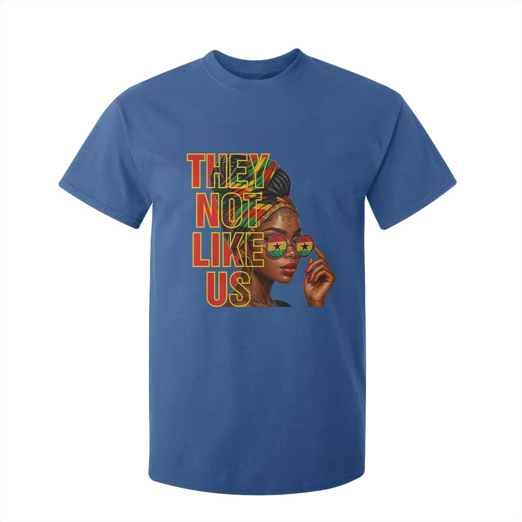 They Not Like Us Afro Queen T Shirt For Kid Melanin Magic Woman witth Headwrap and Sunglasses - African Pride