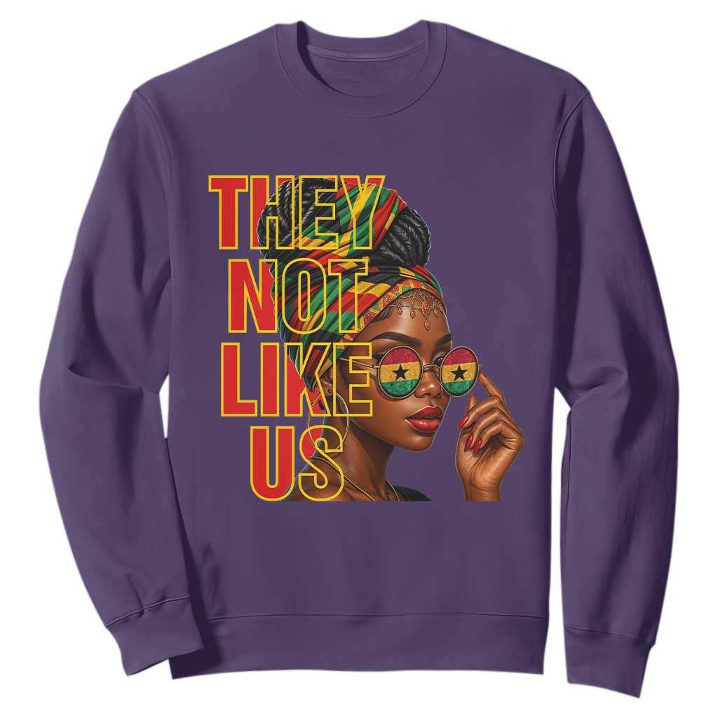 They Not Like Us Afro Queen Sweatshirt Melanin Magic Woman witth Headwrap and Sunglasses - African Pride
