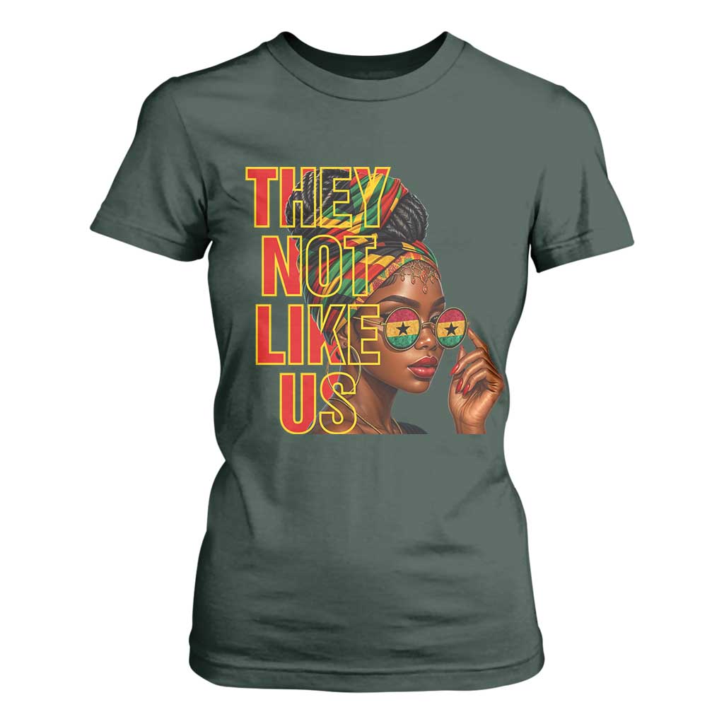 They Not Like Us Afro Queen T Shirt For Women Melanin Magic Woman witth Headwrap and Sunglasses - African Pride