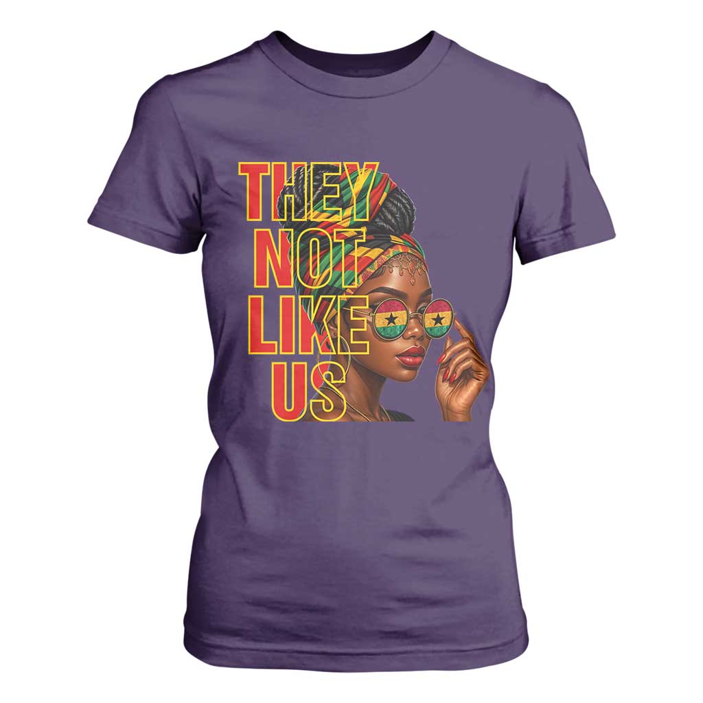 They Not Like Us Afro Queen T Shirt For Women Melanin Magic Woman witth Headwrap and Sunglasses - African Pride