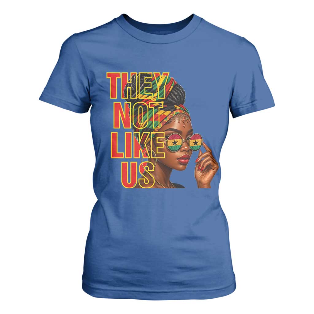 They Not Like Us Afro Queen T Shirt For Women Melanin Magic Woman witth Headwrap and Sunglasses - African Pride