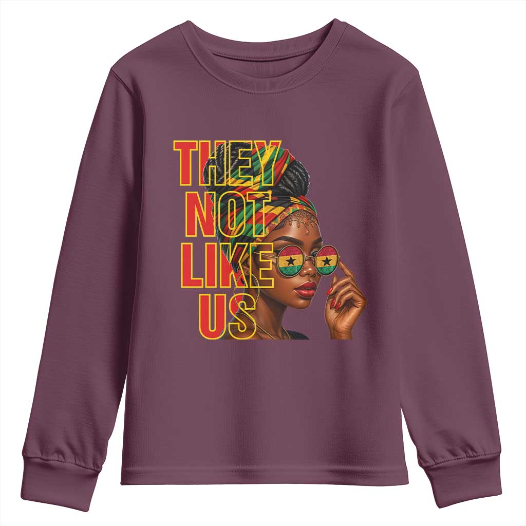 They Not Like Us Afro Queen Youth Sweatshirt Melanin Magic Woman witth Headwrap and Sunglasses - African Pride
