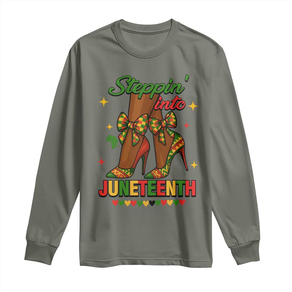 Stepping Into Juneteenth Long Sleeve Shirt Afro Diva High with African Pride - African Pride