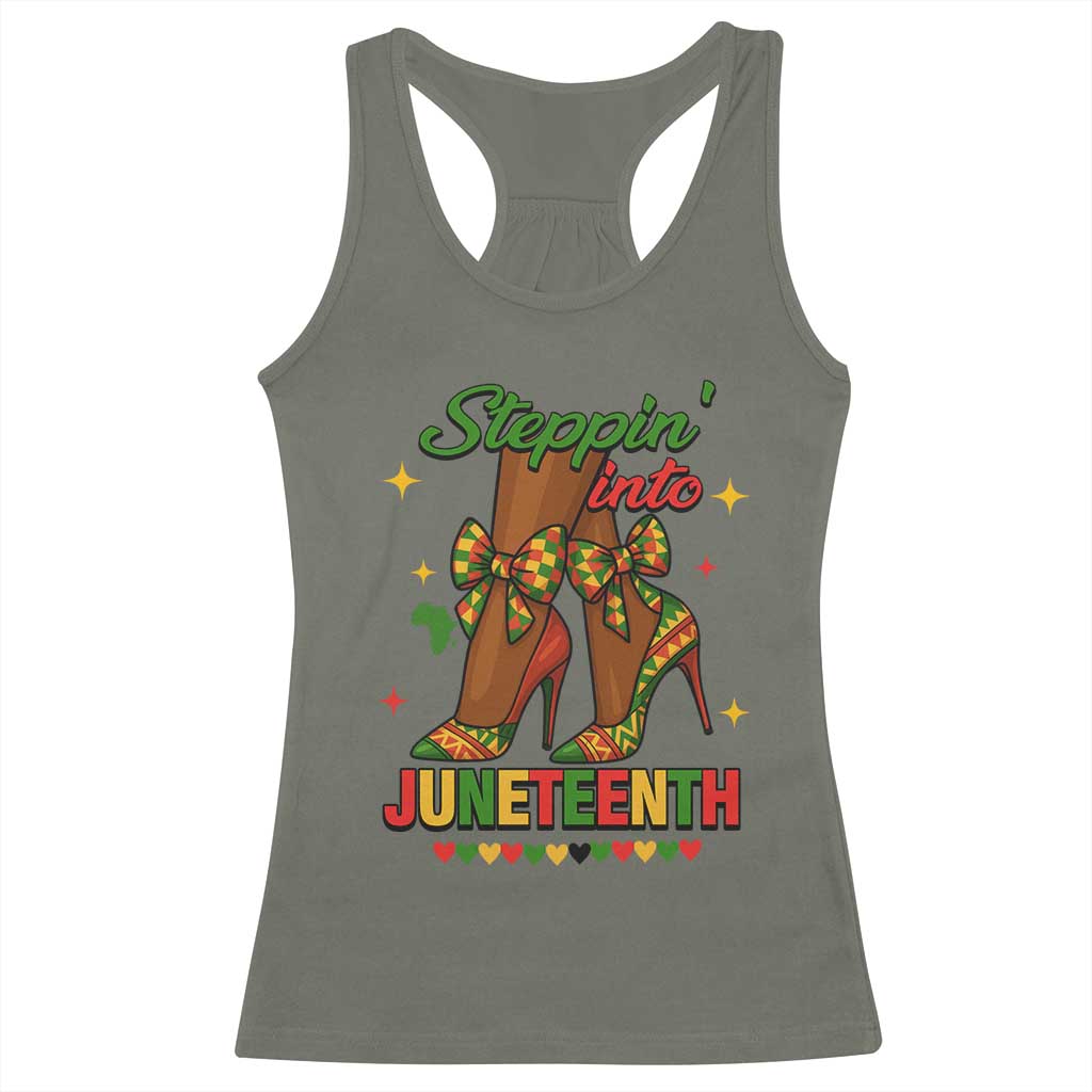 Stepping Into Juneteenth Racerback Tank Top Afro Diva High with African Pride - African Pride