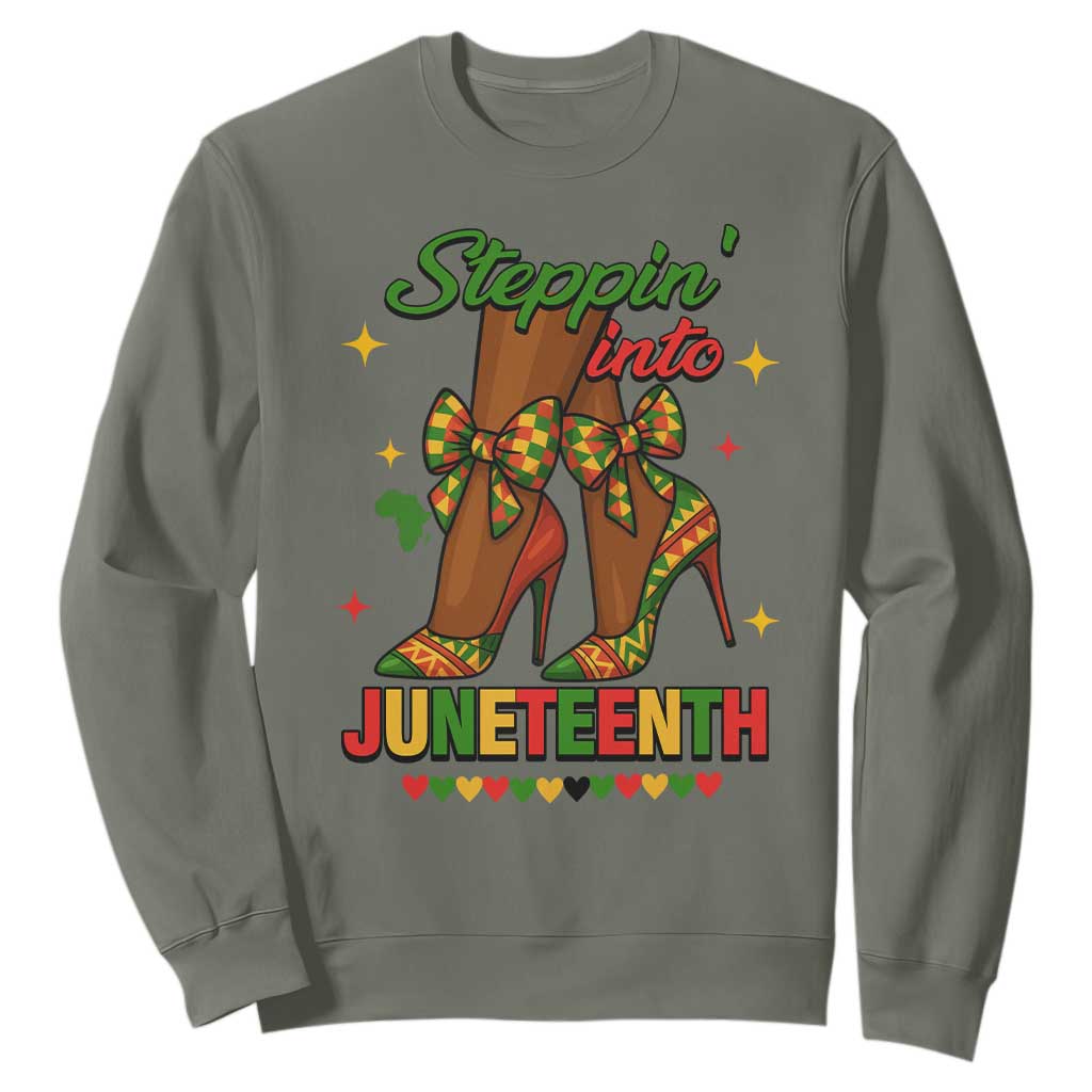 Stepping Into Juneteenth Sweatshirt Afro Diva High with African Pride - African Pride