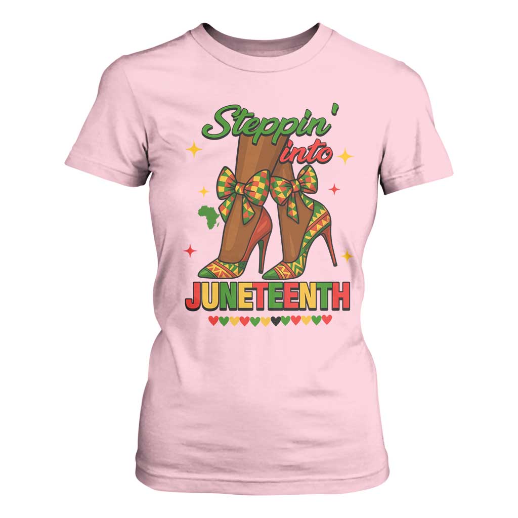 Stepping Into Juneteenth T Shirt For Women Afro Diva High with African Pride - African Pride