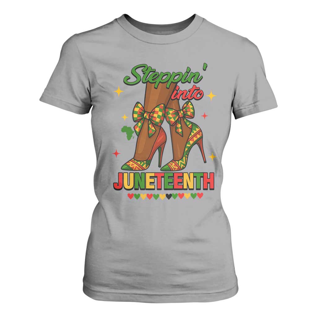 Stepping Into Juneteenth T Shirt For Women Afro Diva High with African Pride - African Pride