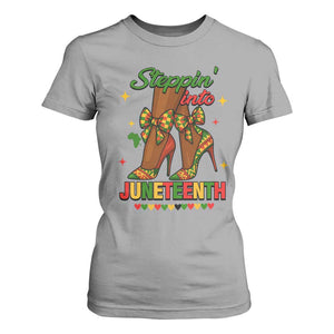 Stepping Into Juneteenth T Shirt For Women Afro Diva High with African Pride - African Pride