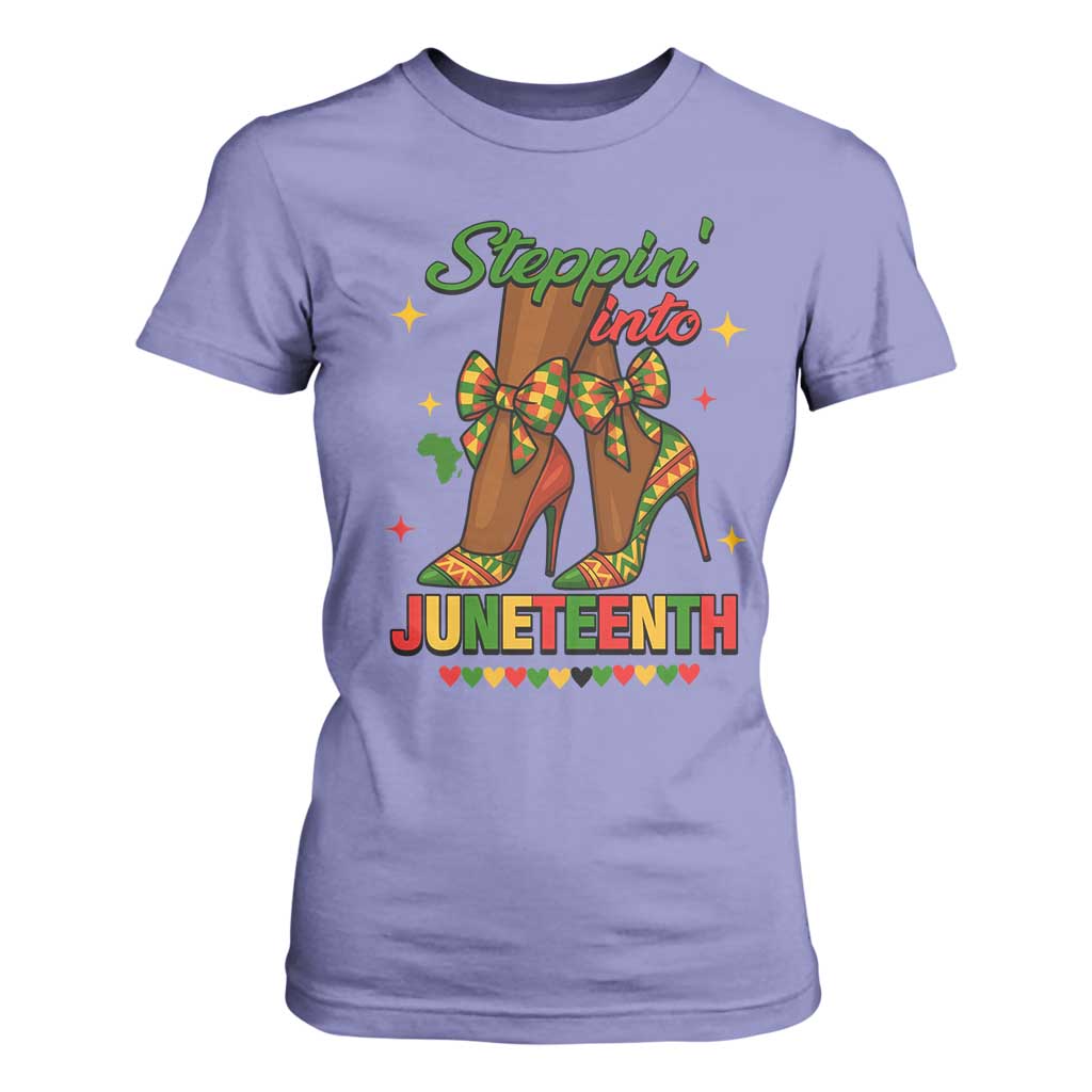 Stepping Into Juneteenth T Shirt For Women Afro Diva High with African Pride - African Pride