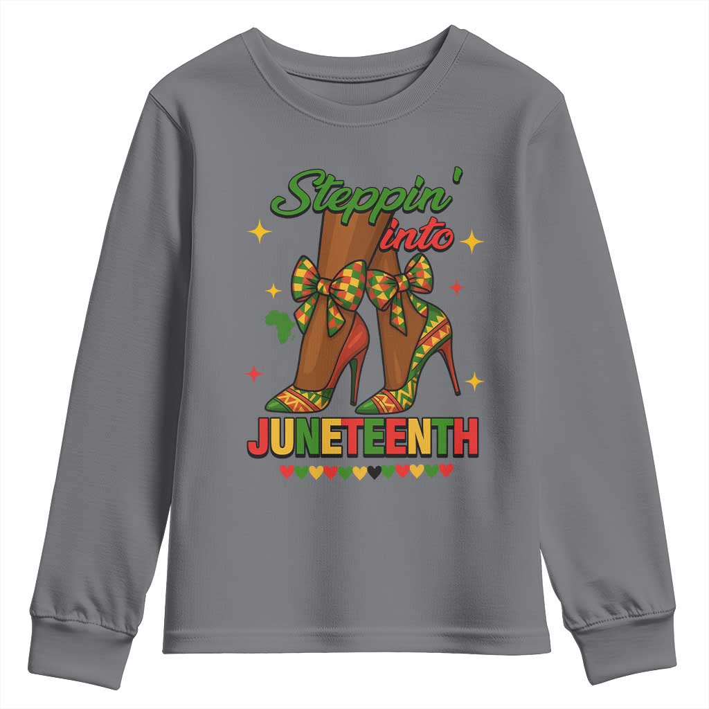 Stepping Into Juneteenth Youth Sweatshirt Afro Diva High with African Pride - African Pride