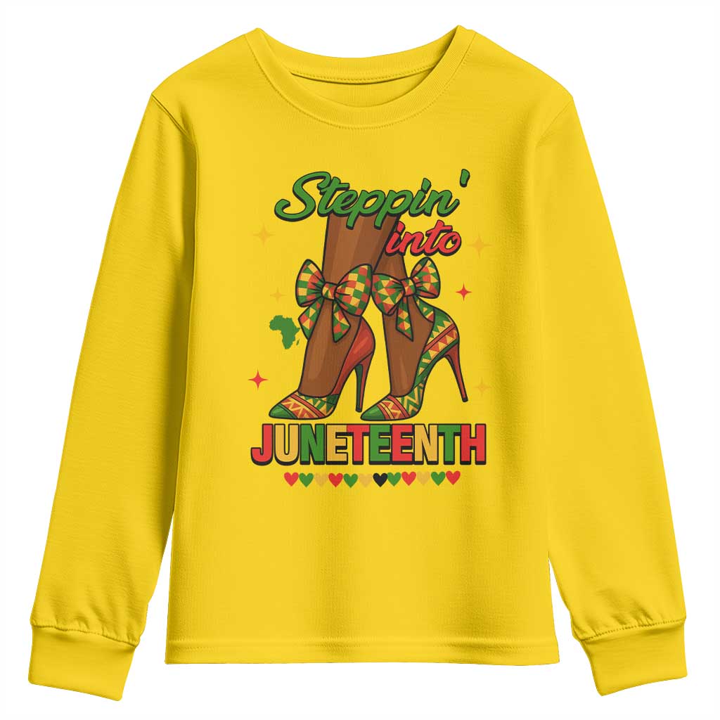 Stepping Into Juneteenth Youth Sweatshirt Afro Diva High with African Pride - African Pride