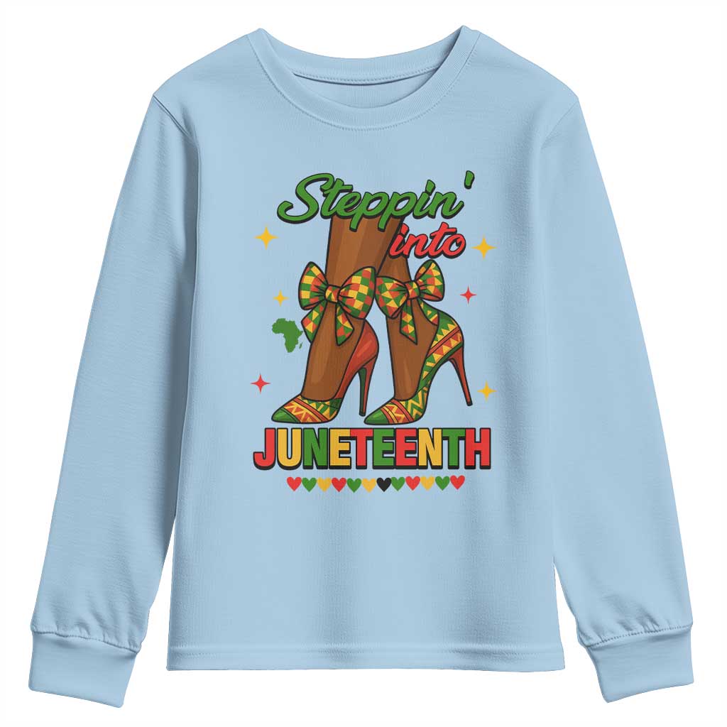Stepping Into Juneteenth Youth Sweatshirt Afro Diva High with African Pride - African Pride
