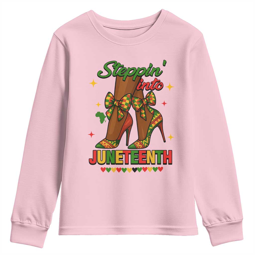 Stepping Into Juneteenth Youth Sweatshirt Afro Diva High with African Pride - African Pride