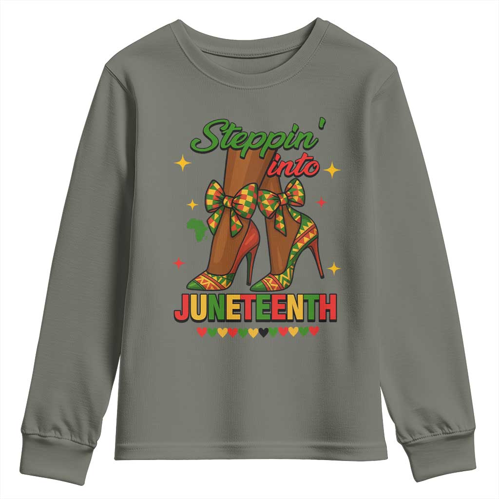 Stepping Into Juneteenth Youth Sweatshirt Afro Diva High with African Pride - African Pride