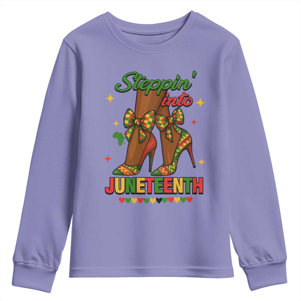 Stepping Into Juneteenth Youth Sweatshirt Afro Diva High with African Pride - African Pride