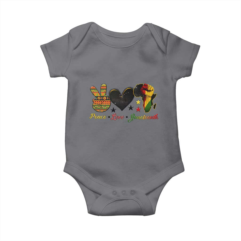 Peace Love Juneteenth Baby Onesie 1865 Heart Kente Peace Sign Africa Fist - African Pride